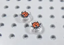 LEGO Lot of 2 Trans Clear 1x1 Round Printed Tile Plate Ladybug Bug Minifig BJ