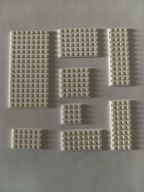 20pcs White LEGO Plates | 4x4-6-8-10-12 6x6-8 8x16 Genuine Bulk-REBRICKS