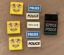 Lego Heroes Police/Fire Printed Tiles 1x2, 2x2, and 2x3 Slope Space Police