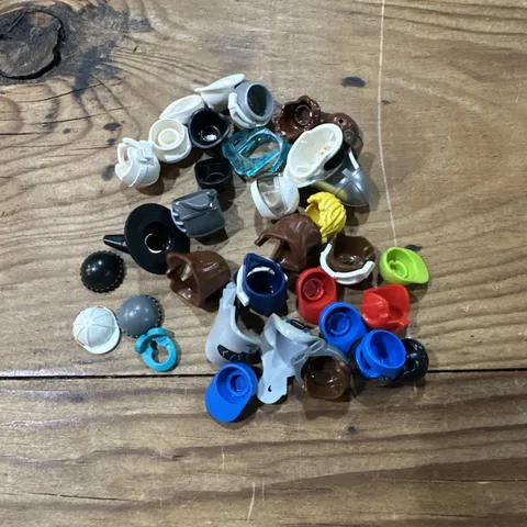 Lego Hat And Hair Minifigure Lot - Hats Helmets Hair Visor Goggles Lot of 36