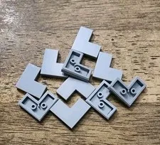 LEGO Light Bluish Gray Tile 2 x 2 Corner. QTY 10. Part No. 14719.