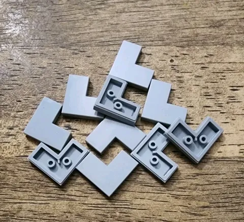 LEGO Light Bluish Gray Tile 2 x 2 Corner. QTY 10. Part No. 14719.