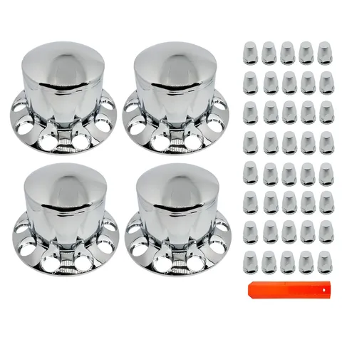 Krguod Semi Truck Hub Kit - 4 Rear Axle 33Mm Thread-On Lug Nut 10 Hole