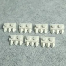 LEGO 15208 Plate 1 x 2 with 3 Teeth White x7 Genuine