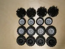 LEGO 56x26 Technic Balloon Tires w/ BLACK Gray Plastic Lot of 16