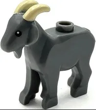 Lego New Dark Bluish Gray Goat w/ Black Eyes and Tan Horns - NEW