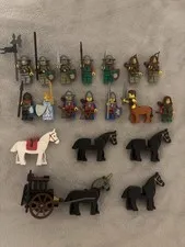 LEGO Castle Minifigure Lot Forestmen, Lion Knights, Vikings, and Horses w/ Armor