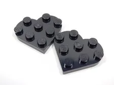 LEGO Lot of 2 Black 3x3 Heart Shaped Plates Q7