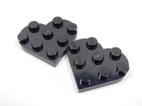 LEGO Lot of 2 Black 3x3 Heart Shaped Plates Q7