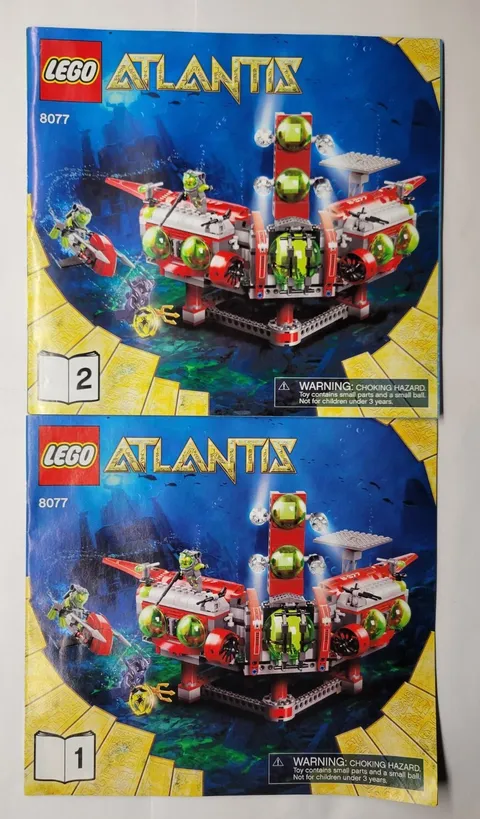 Lego 8077 Atlantis Exploration HQ Instruction Manual Books 1 and 2 ONLY 