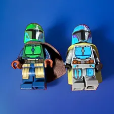 LEGO Star Wars Boba Fett Minifigure green and blue Lot of 2  with Capes