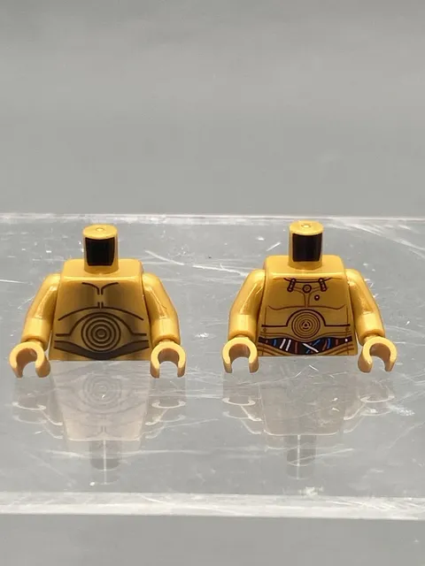 LEGO Star Wars C-3PO Pearl Gold Torso Lot of 2 w/ Wires, Gold Arms & Hands