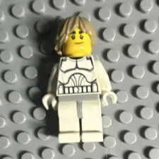 LEGO Minifigure White Outfit Yellow Head Blond Hair Plastic Figure