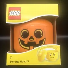 Lego Storage Head Pumpkin Skull Small New Halloween Jack-o-lantern
