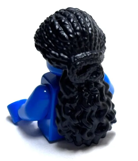 Lego - Minifigure Hair - Black, Ponytail, Coiled, Braided, Long