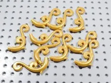 LEGO Lot of 10 Pearl Gold Curved Design Plant Stem Part 28870 BL
