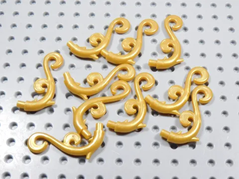 LEGO Lot of 10 Pearl Gold Curved Design Plant Stem Part 28870 BL