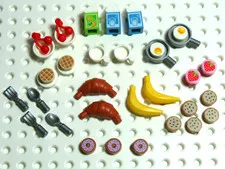 LEGO® Breakfast Food Minifigure Utensil Milk Cookie Banana Egg Waffle Fork Spoon