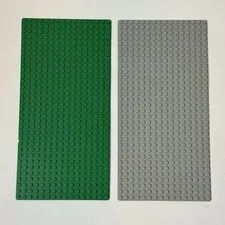 2x Lego 16x32 Base Plates Green & Grey Authentic 90s LEGO Building Blocks