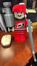 3D Lego  Carolina Hurricanes Hockey Player Minifigure w/ Stick & Cup Trophy