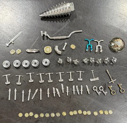 LEGO Chrome Silver Rock Drill Lot 4990 Cave Excavator Cone 28598 + Vintage Coins