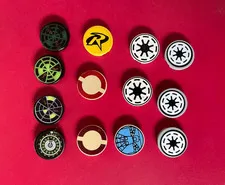 LEGO 2x2 MULTICOLOR TILE ROUND DECALS STICKERS (13 pieces) 4150 Star Wars Batman