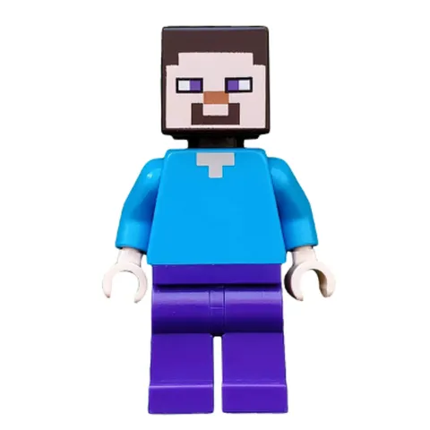 LEGO Minecraft Steve Minifigure min009 Light Nougat Dark Purple Legs New