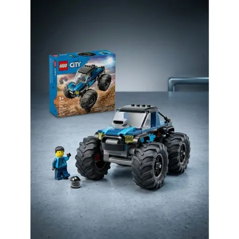 LEGO City 60402 Blue Monster Truck, with Driver Minifigure, Gift for Kids 5+