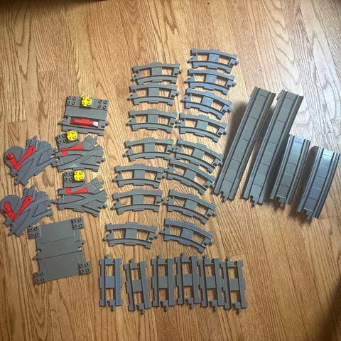Lot of 31 Vintage Lego DUPLO Train Tracks Light Gray Switcher Curve Straight