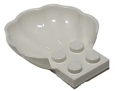 White Lego 18970 Clam Scallop Shell with 4 Studs Friends Accessory
