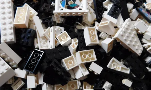 300++ LEGO Brick Building Plates Random Pieces / Parts Black & White Cleaned