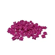 Lego Plate, Round 1 x 1 with Flower Edge (4 Knobs / Petals) x100 Med. Dark Pink