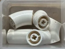 LEGO Parts - White Brick, Round 2 x 2 D. 45 degrees Elbow - No 65473 - QTY 5