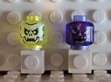 LEGO Minifig Purple Head Flame Energy White Eyes Open Mouth w Sharp Gold Teeth 