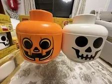 LEGO Halloween Jack O’ Lantern  Pumpkin & Skeleton Storage Heads Small 2-Pack 