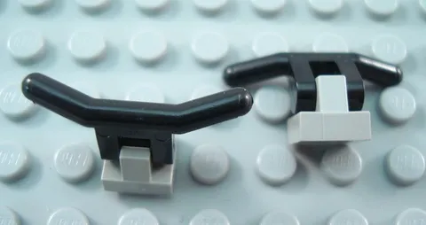 LEGO Lot of 2 Black Minifigure Handlebar Pieces with Light Bluish Gray Base