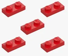 5 New LEGO Red 1x2 Plates 3023 flat panel city building plate 302321