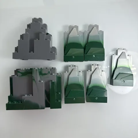 Lego 7 Pieces light Gray Rock Panel 2x4x6 Marbled With Dark Green
