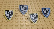 4 LEGO Minifig Shield Triangular Black White Falcon  Knight Castle yellow blue