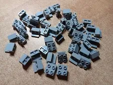 LEGO LOT 50 LIGHT BLUISH GRAY HINGE BRICKS BASE TOP PLATE ASSEMBLY 1X2 2X2