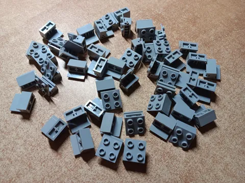 LEGO LOT 50 LIGHT BLUISH GRAY HINGE BRICKS BASE TOP PLATE ASSEMBLY 1X2 2X2