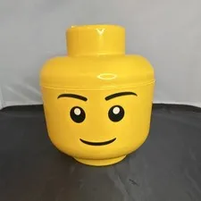 LEGO Yellow Smiley Minifigure Head Storage Container Box w/ Lid, Stackable