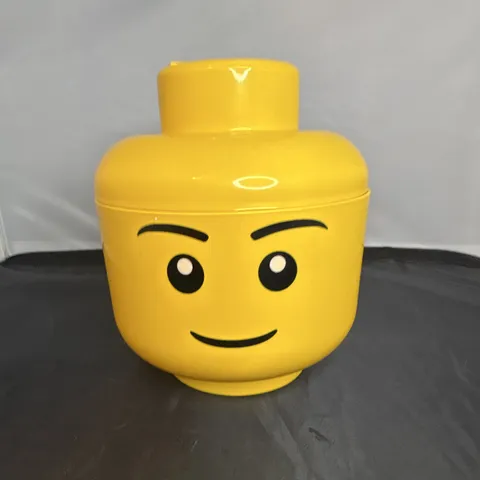 LEGO Yellow Smiley Minifigure Head Storage Container Box w/ Lid, Stackable