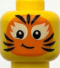 Lego New Yellow Minifigure Head Child Female Orange Cat Face Paint Pattern Part