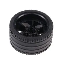 1x LEGO Technic Rad 68.8x36ZR Black Wheel 56x34 Black 6 Pin Holes 15038c04