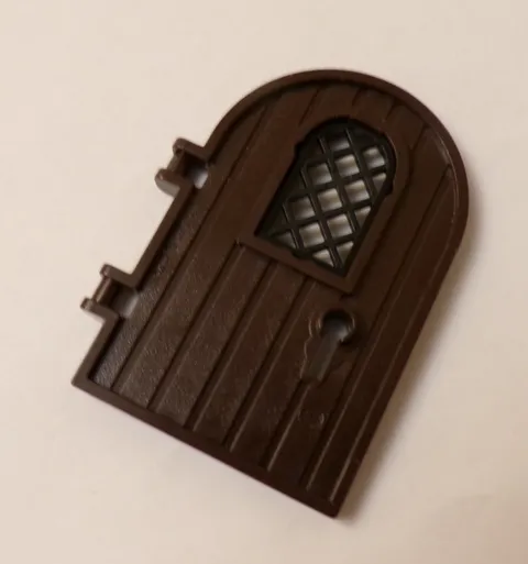 Lego x1 Dark Brown 1x4x6 Door, Black Window, Key Hole, 64390, 30046 (028-132)