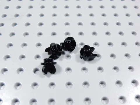 LEGO Lot of 4 Black 1x1 Round Plates w/ Clip on Bottom BF