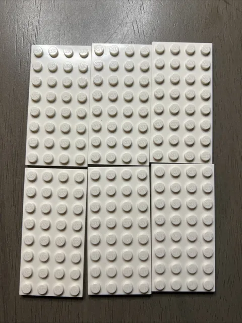 LEGO 3035 White Plate 4x8- 6 Pieces