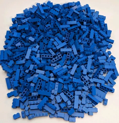 LEGO Bricks 950pcs Blue Bulk Lot 1x1 1x2 1x3 1x4 2x2 Corner Cleaned MOC
