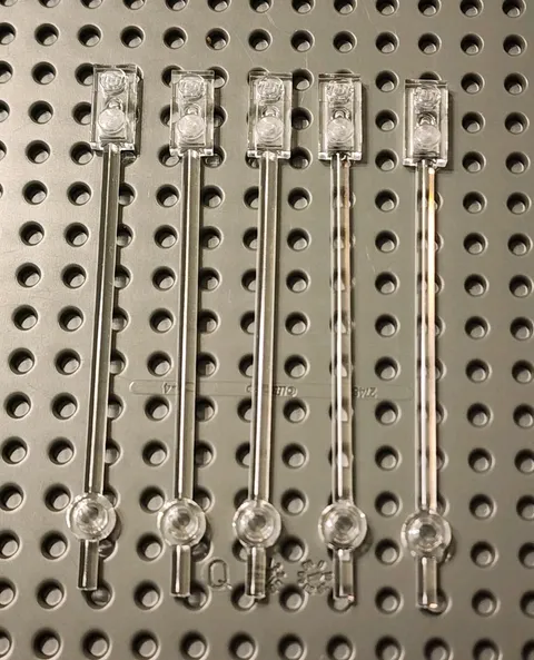 NEW LEGO® 5 Trans Clear Bar 12L 1 X 2 Plate End Solid Studs Round 42445